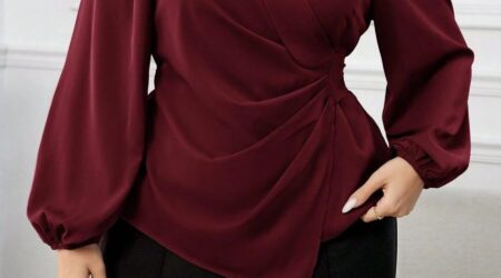 Modelyn Plus Size Lantern Sleeve Blouse