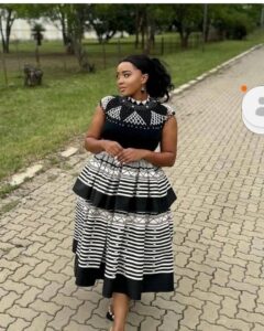 Seshweshwe-Inspired Dress Design Outfit 